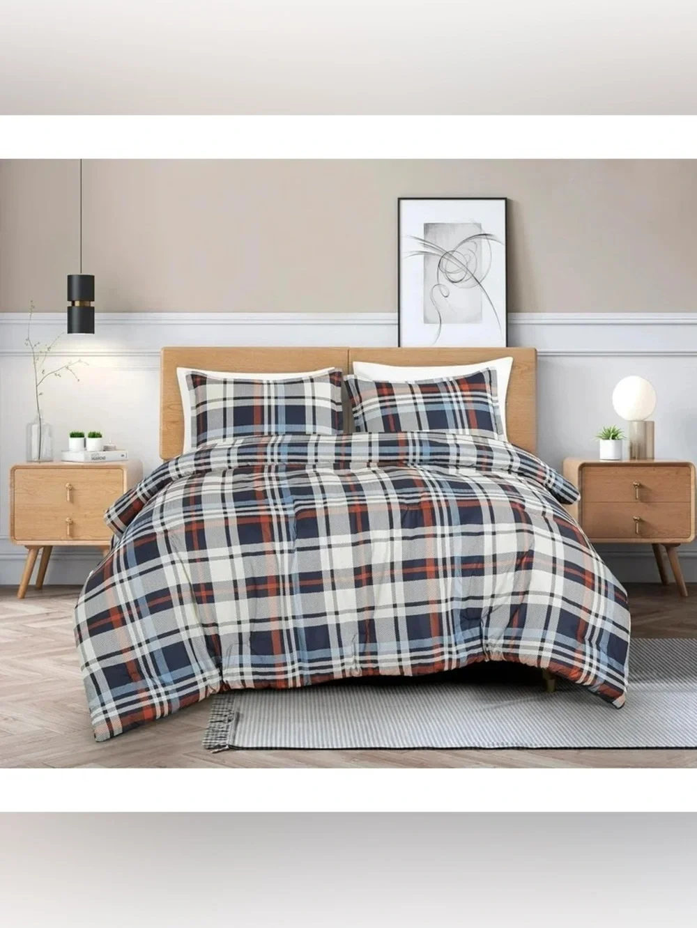 Plaid Full 3 piece Comforter Set in Navy & Rust